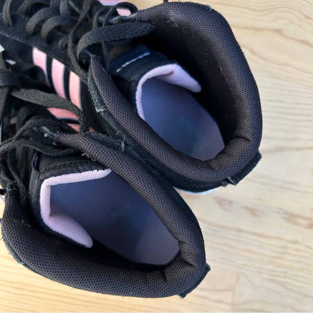 Adidas Neo Mid Shoes Black with Pink Stripes Women’s Size 8 Lace Up F39220 - Picture 6 of 9